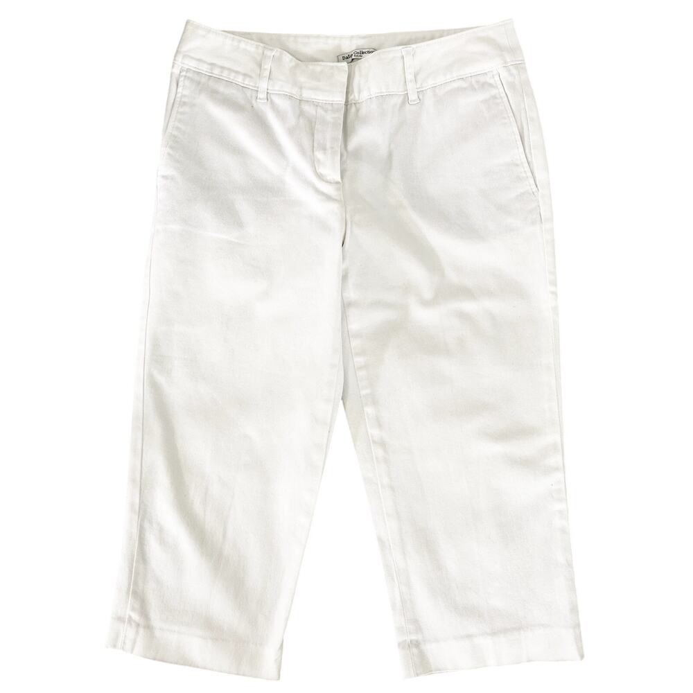 Dalia Collection White Capri Pants Women's Size 4P Petite Cotton Blend